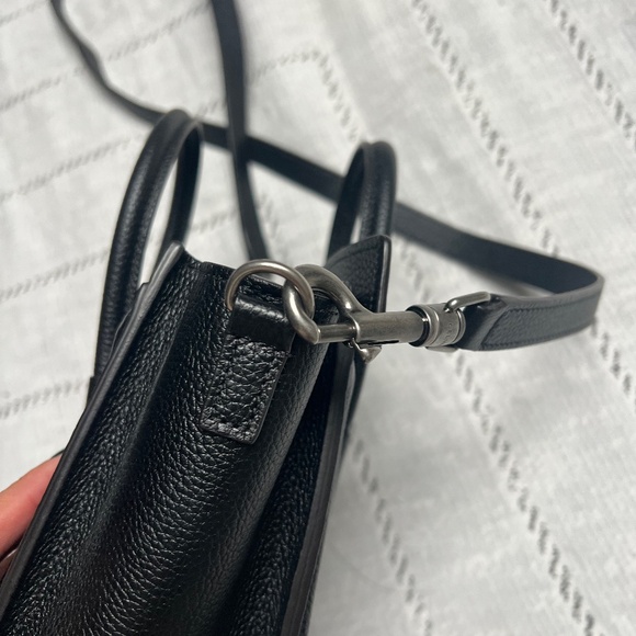 2020 CELINE "LUGGAGE" NANO GRAINY BLACK LEATHER W/ SILVER HARDWARE - $1400 - Picture 6 of 10